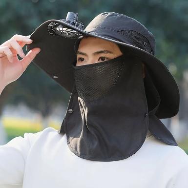 รหัสสินค้า XMZ78 หมวกกันแดดปีกกว้าง พร้อมพัดลม บังแดดระบายอากาศได้ มาพร้อมสายชาร์จ USB รหัส XMZ78 ดำ